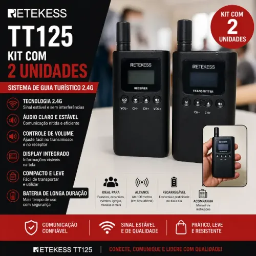 Retekess TT125 sistema de áudio (KIT COM 2 UNIDADES)