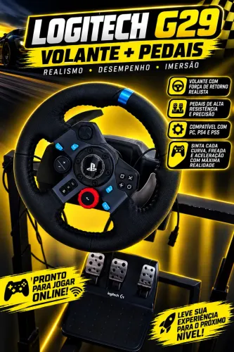 Volante Logitech G29 Driving Force e Pedais com Force Feedback