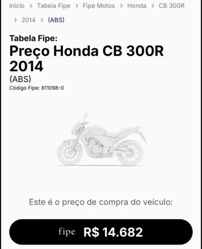 MOTO CB-300R Flex 2014 preta SELADA&QUITADA-DOCUMENTAÇÃO OK. 