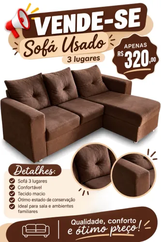VENDO SOFÁ 3 LUGARES MARROM