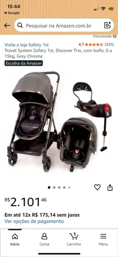Kit carrinho de bebe safety first 