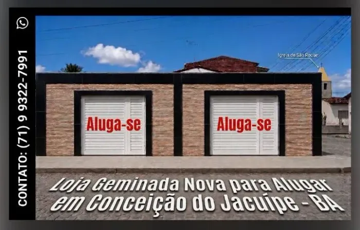 Imóveis geminados novos para alugar. Excelente para Sorveteria, loja de confec, igreja.