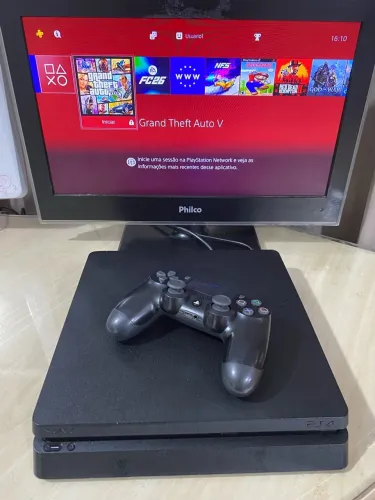 Ps4 Slim Gold Hen 2 Controles cabos e Jogos