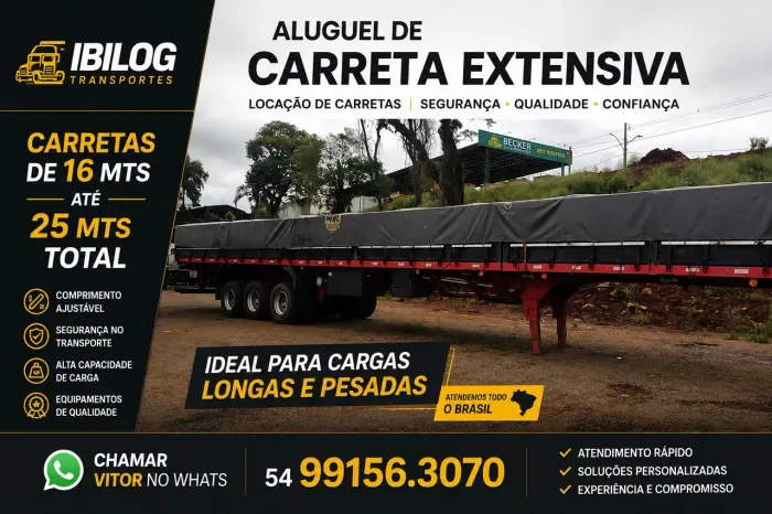 Locação carreta extensiva