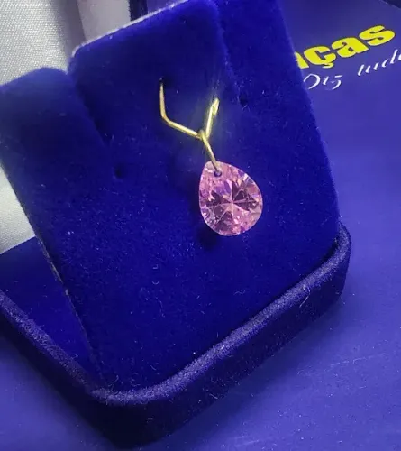 Pingente Ouro 18 Kilates Pedra Gota Zircônia Peso 0.82 Gramas 9 x 7 mm                    