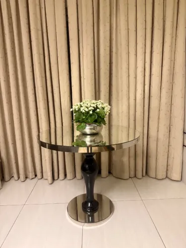 Mesa decorativa espelhada 90cm diametro