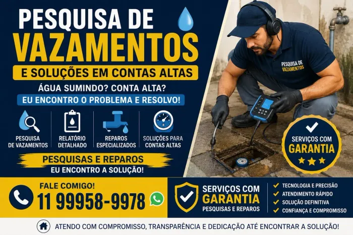 Pesquisa de vazamentos e reparos 