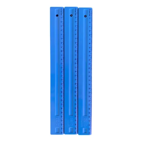 Régua Escolar Azul 30cm - Pacote com 3 Unidades