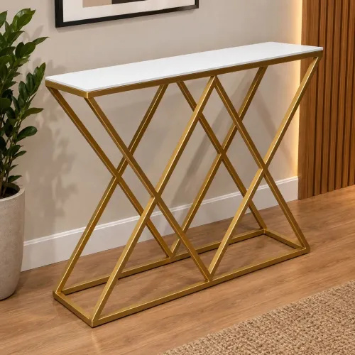 Aparador dourado para eventos 120x30x75cm