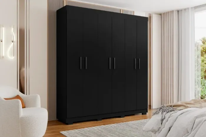 Guarda roupa preto 6 portas
