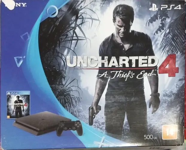 Ps4 slim 500gb com 2 controles usados (com detalhes) acompanha caixa e cabos e carregador