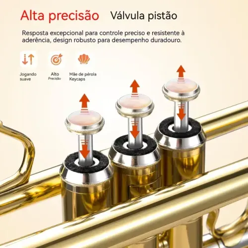 Trompete Profissional Si Bemol Bb Dourado Vedo Com Case