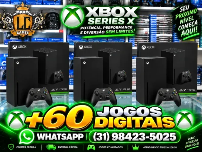 XBOX SERIES X 1TB 4K FlSlCO + 77 JOGOS + O3 MES GARANTIA I LOJA FISICA