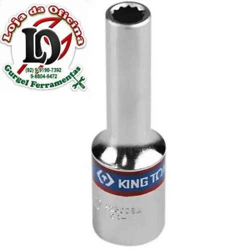 Soquete Estriado Longo 8mm - 1/2" - King Tony-KT423008M