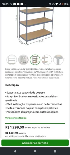 Estante e prateleira de aço