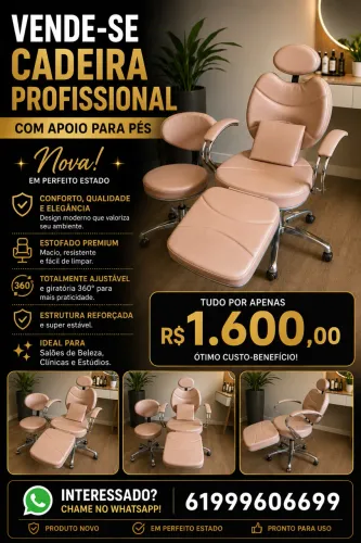 Cadeira para salão com inclinação total