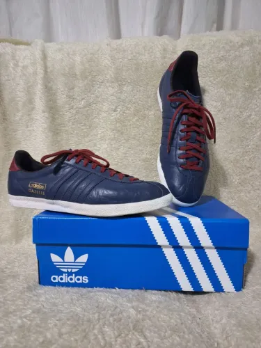 Tênis Original Adidas Gazelle OG Navy/Maroon Masculino em Couro Legítimo - Tam 42