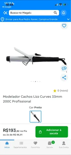 Vendo Modelador Curling 200°C Barril 33mm Bivolt - Lizz Pro