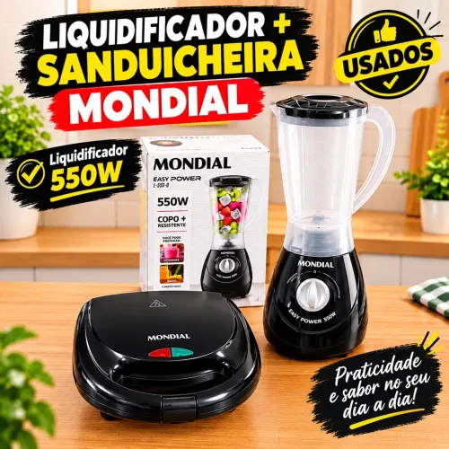 Liquidificador TURBO + Sanduicheira MONDIAL - SEMINOVOS
