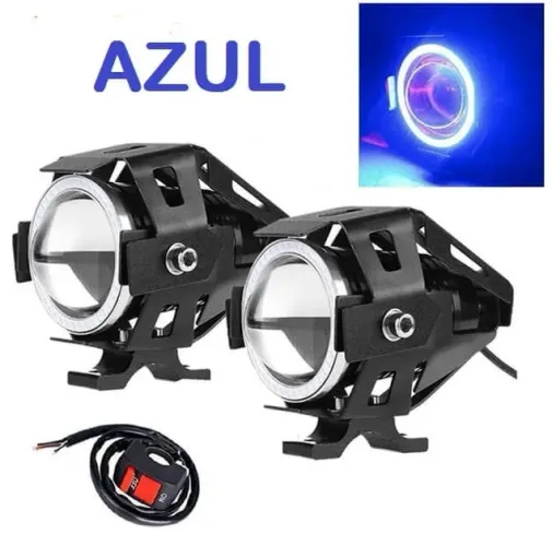 Par Farol Milha Led Moto U7 Angel Eyes Nevoeiro Neblina Forte