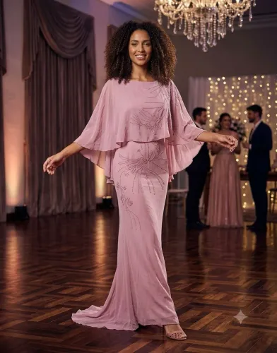 Vestido de seda cor de rosa