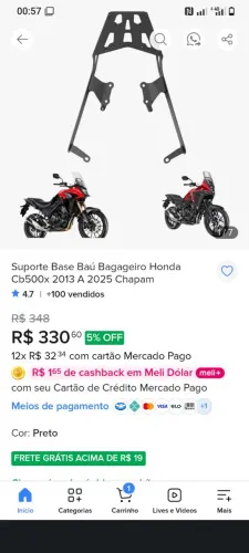 Bagageiro chapam cb500x