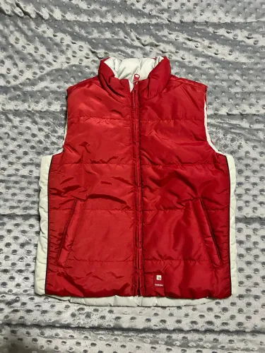 Colete Infantil Dupla Face The North Face - Vermelho/Cinza - Bom Estado