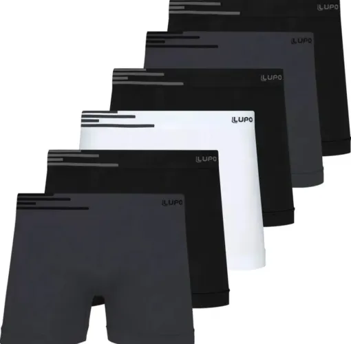 Kit 6 Cuecas Boxer Lupo Poliamida Sem Costura Box Original