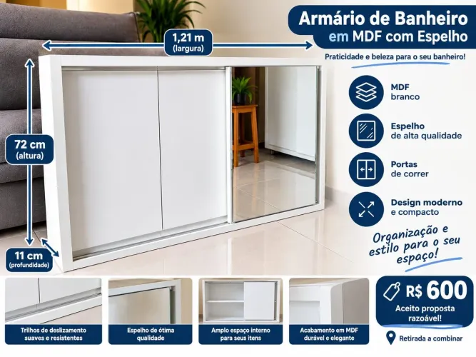 Armário de banheiro com espelho