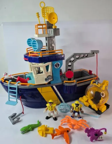 Super Navio Aventura Imaginext Fisher-Price Com Submarino - Completo