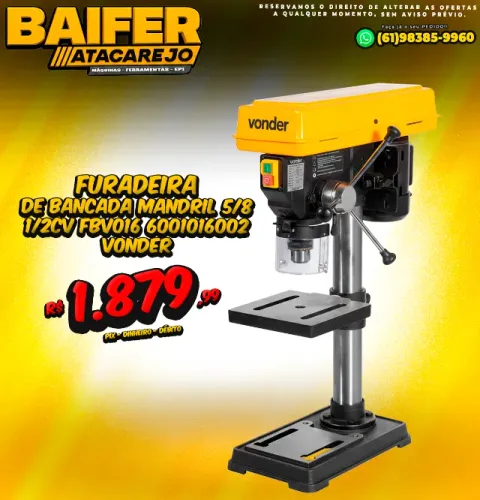Furadeira de Bancada Mandril 5/8 1/2CV FBV016 6001016002 vonder