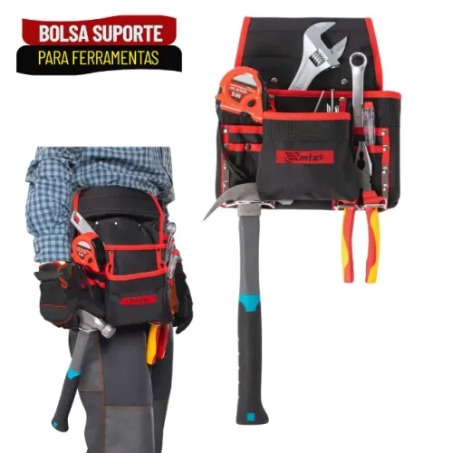 Bolsa Cinto para Ferramentas com 8 Bolsos e Suporte para Martelo MTX - SFM11