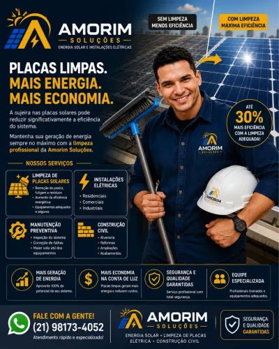 Energia Solar | Serviços Elétricos | Limpeza de Placas Solares