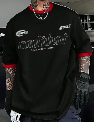 Camisa masculina preta oversized estampada