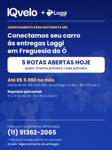 Motorista MEI com carro - entregas Loggi na Freguesia do Ó, São Paulo
