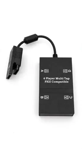Adaptador 4 Controles PS1 PS2 Multitap PXII - 4 Jogadores + 2 Memory Card