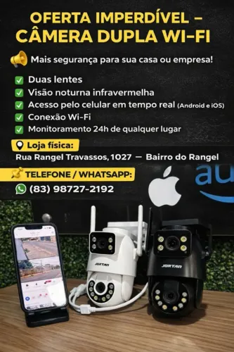 Câmera de segurança wi-fi à prova d'água com câmera dupla