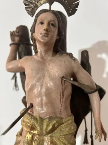 São Sebastião em madeira antigo 18