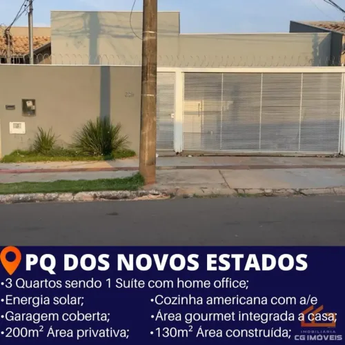 Casa á venda com 3 quartos sendo 1 suíte, área gourmet, moveis planejados no Novos Estados