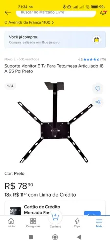 Suporte de tv para teto