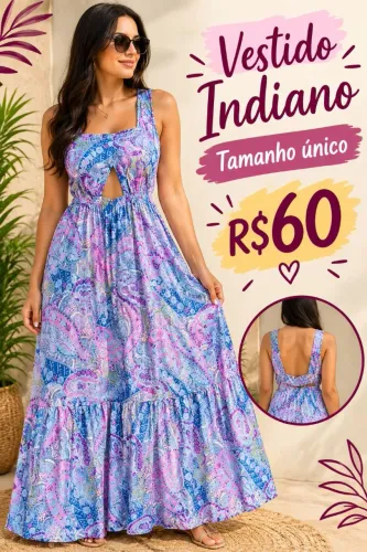 Vestido Indiano Tam Único