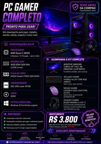 VENDO PC GAMER COMPLETO