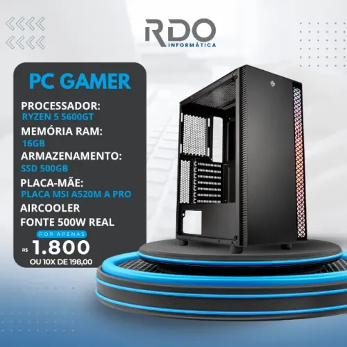 Computador Gamer AMD Ryzen 5 5600GT SSD 500GB Rápido