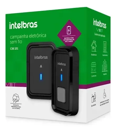 Campainha eletrônica sem fio Intelbras CIB 101, prática e fácil de instalar.
