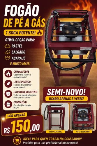 Fogão industrial de uma boca usado 3 vezes