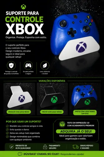 Suporte Gamer para Controle Xbox Personalizado - Base de Mesa com Logo