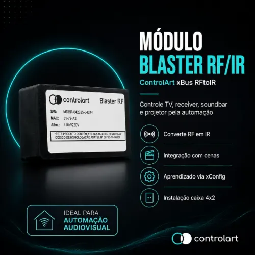 Módulo Blaster RF/IR Control Art xBus ? Controle de TV, Receiver, Soundbar e Projetor