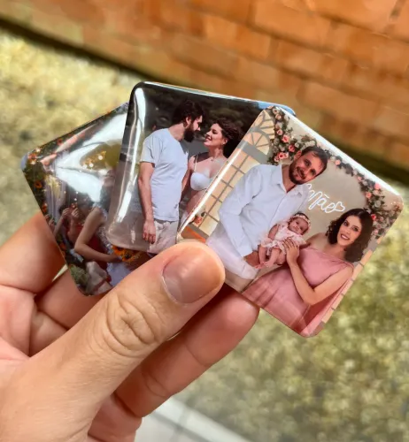 6 Ímãs de geladeira personalizados 5x5cm quadrado
