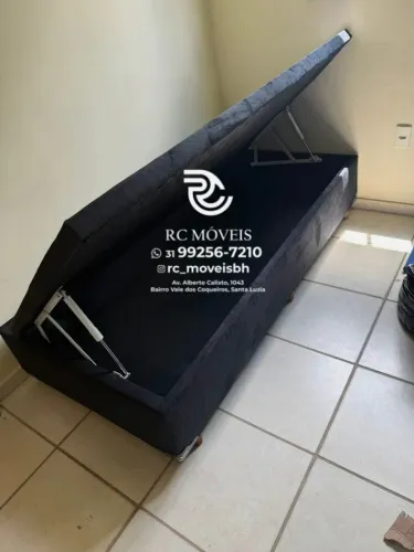 Cama box Baú Para solteiro 88x1.88 Blindado com Pistão a Gás