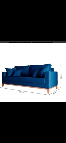 Sofá 3 Lugares Beny Azul Marinho - Base de Madeira | 180cm usado